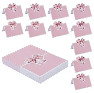 Immagine prodotto di Solidchoice - 50 segnaposto a forma di fiocco rosa - Eleganti segnaposto per matrimoni e feste