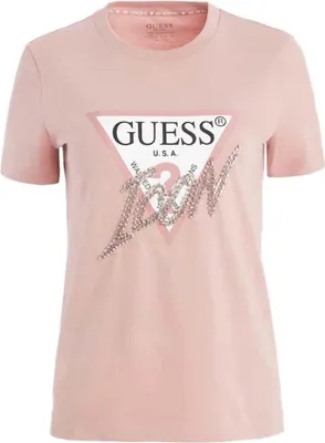 Produktbild von GUESS Damen T-Shirt Icon Rosa XS - Stilvolles Casual Design