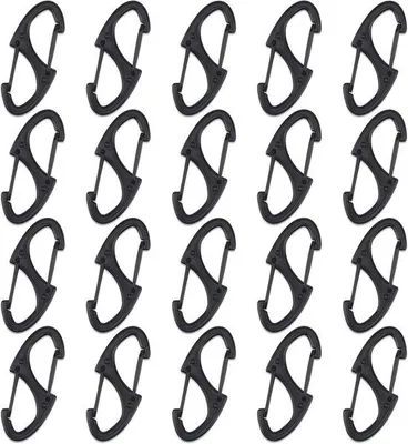 Productafbeelding van Mini S Karabijnhaak Clips - 20 Stuks Aluminium Sleutelhanger Haak voor Camping, Vissen en Wandelen
