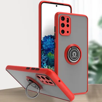 Produktbild von Samsung S20 Plus Hülle, Ring Halter Ständer Matte Transluzent TPU Rahmen Stoßfest Schutzhülle für Samsung Galaxy S20 Plus Rot