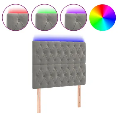Immagine prodotto di vidaXL Testiera LED Grigio chiaro 100x7x118/128 cm Velluto