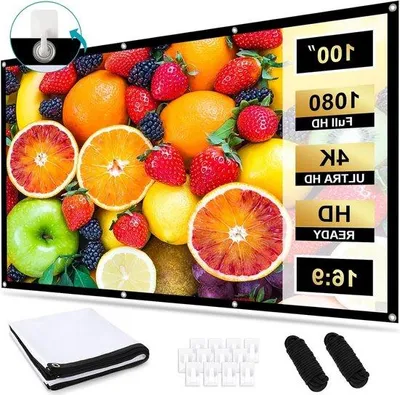 Obrázek produktu pro Famanu projekční plátno, 100 palců - snadná instalace, formát 16:9, 4K HD, přenosné a skládací