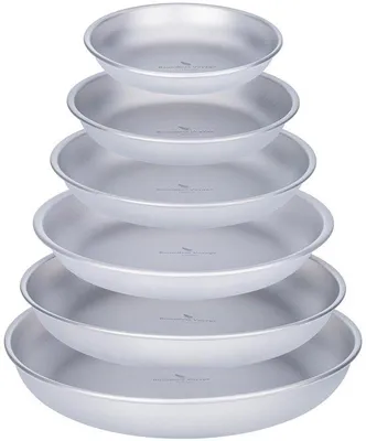 Produktbild von Titan-Camping-Teller, Schalen, leichtes, rundes Geschirrset, stapelbare Servierteller, Pasta-Teller, Reis, Outdoor, Zuhause, Küche, Besteck-Set, Ti1141T