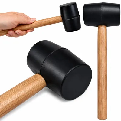 Produktbild von Gummihammer Pflasterhammer Schonhammer 230 g mit Holzstiel rückschlagarm Maurerhammer Fliesenhammer