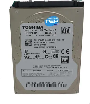 Produktbild von Toshiba 750GB, 2.5", SATA, Serial ATA II, 750 GB, 63.5 mm (2.5 "), 4.5 W, 0.18 W, 1.5 W
