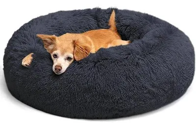 Immagine prodotto di Cuccia lavabile per cani, rotonda, 50 cm, blu navy, fondo antiscivolo