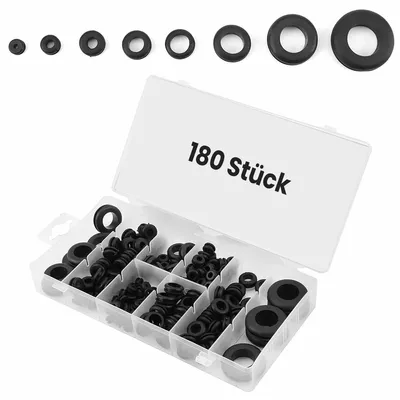 Produktbild von 180-teiliges Gummidichtring-Set,Gummitüllenring,Dichtungsgummiring,Gummi-Ösenring,Dichtungstüllen-Kit,Tüllenring-Dichtungssatz