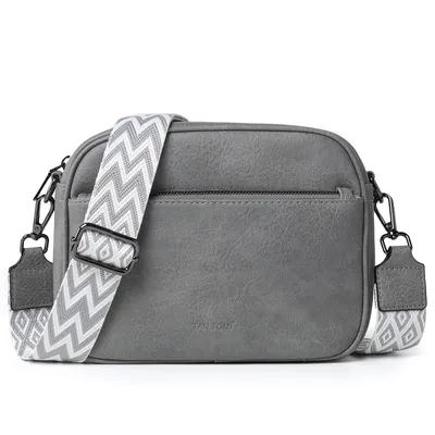 Produktbild von Umhängetasche Damen Handy Schultertasche, Kunstleder Crossbody Umhängetasche Drei Reißverschlussfächern mit Verstellbar Abnehmbar Schultergurt