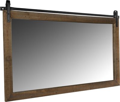 Mucola Wandspiegel mit Fensterläden BraunVintage 71x86CM Garderobenspiegel Spiegelfenster Rustikal Holz Badspiegel Dekospiegel Rollbar