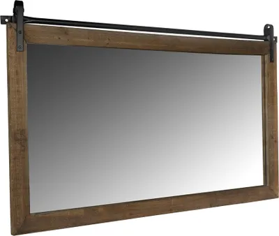 Produktbild von Mucola Lustro ścienne z żaluzjami BrownVintage 71x86CM Lustro do szafy Lustro okno Rustykalne drewno Lustro łazienkowe LustroReplika acyjne Zwijane
