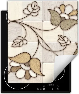 Produktbild von DarHaus Herdabdeckplatte 45x52 cm Anti Rutsch Matte Aufrollbar, blume - Mosaik