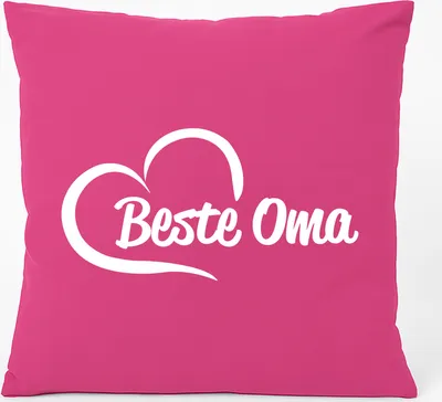 Produktbild von Huuraa Kissen Beste Oma Herz 40x40cm mit Füllung Fuchsia Baumwolle Dekokissen Geschenkidee