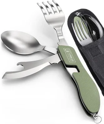 Produktbild von Famanu Campingbesteck 4-in-1 - Edelstahl, kompakt und tragbar