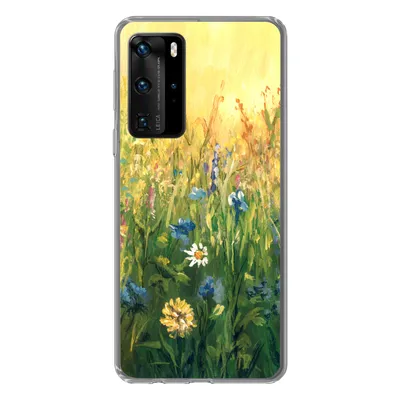 Produktbild von MuchoWow® Handyhülle Schutzhülle Hülle für Huawei P40 Pro Blumen - Aquarell - Sonne Silikon Softcase Handy Hülle - Schutz