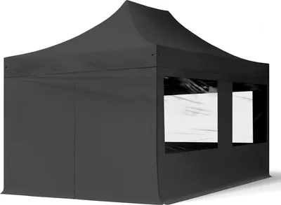 Zdjęcie produktu dla 3x4,5 m Namiot Ekspresowy, ECONOMY Stal 30mm, ze ścianami bocznymi, okna panoramiczne, czarny