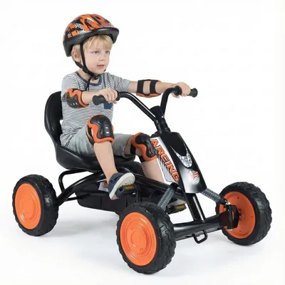 Immagine prodotto di Go-kart per bambini COSTWAY, auto a pedali con sedile regolabile, schienale, pedali, marcia avanti e indietro e pneumatici, go-kart, veicolo a pedali per bambini dai 3 agli 8 anni