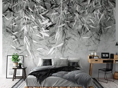 Produktbild von Vlies Fototapete Blätter 400x280 cm Tapeten Wandtapete XXL Pflanzenmotiv wie gemalt b-C-10347-a-c