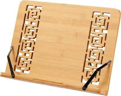 Produktbild von Famanu Kochbuchständer aus Bambus verstellbar 5 Stufen klappbar 2 Klemmen - 24x34x21 cm