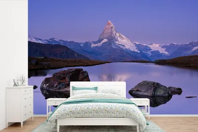 Produktbild von MuchoWow® Fototapete für Wohnzimmer oder Schlafzimmer Wandtapete Vinyl Motivtapete Matterhorn und mehr in der Schweiz - 600x400 cm - Vinyltapeten