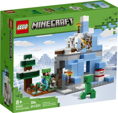 Zdjęcie produktu dla LEGO 21243 Minecraft Ośnieżone szczyty, Zestaw Konstrukcyjny z Jaskinią, Stevem, Creeperem i Kozami, Zabawa w Mroźnym Biomie z Gry dla Dzieci od 8 lat