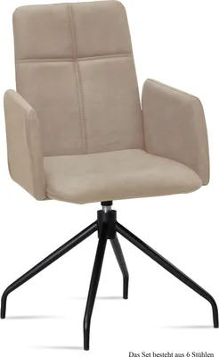 Produktbild von Armlehnstuhl drehbar (6er-Set) Doanna 52x92x60 Schwarz/Natur