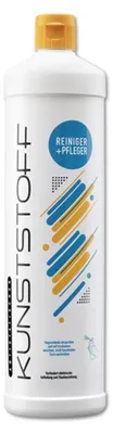 A bottle of cleaning and care product for plastics.
