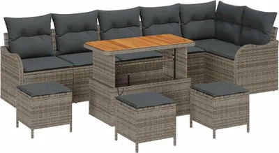 Immagine prodotto di vidaXL Set di divani da giardino, 10 pezzi, 9 posti, grigio