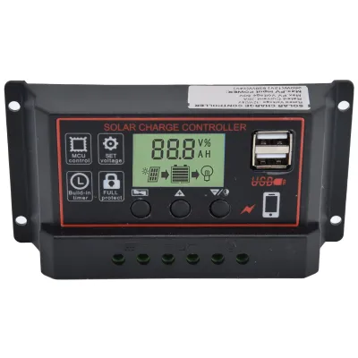 Obrázek produktu pro Inteligentní regulátor nabíjení Duální USB solární panel PWM Nabíjecí řídicí zařízení 12/24V20A