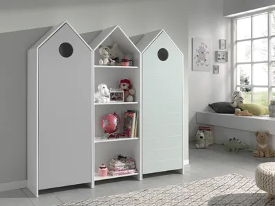 Produktbild von CASAMI Set 3-tlg. best. aus: Schrank 1-trg. mit Front in Mint, Regalschrank, Schrank 1-trg. mit Front in Grau