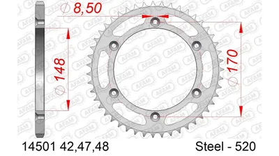 Produktbild von AFAM Kettenrad 14501-48 Hinten Stahl