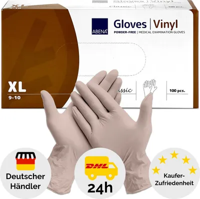 Image de ABENA® Classic Vinyl Gants à usage unique, transparent, boîte = 100 pièces, taille XL, Gants d'examen PUDERFREICHE
