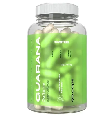 Produktbild von nowmax® Guarana Extrakt mit Koffein 55 mg, 90 Kapseln – Energie & Konzentration