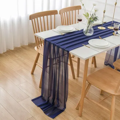 Produktbild von Chiffon Tischläufer Dunkelblau 300x70cm 100% Polyester