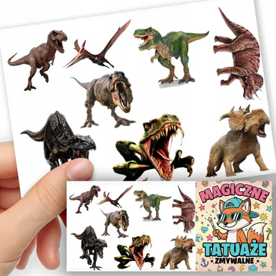 Image de TATOUAGES EPHEMERES POUR ENFANTS - Dinosaures DINO - 8 pcs