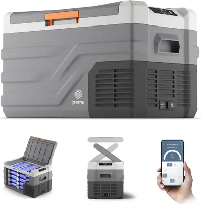 Produktbild von PEME Quest 26,8 Liter elektrische Kühlbox zum Kühlen und Warmhalten, 12/230V mobiler Kühlschrank, USB-Anschluss, Gefrierpunkt bis -20, für Camping