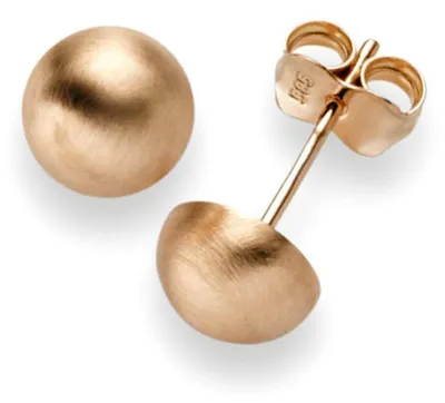 Immagine prodotto di Paio di orecchini a bottone, gioiello per l'orecchio, forma a semisfera, diametro 6,5 mm, oro 585 (oro rosso), finitura opaca