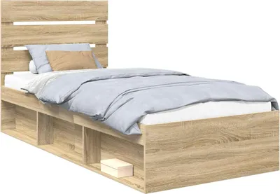 Produktbild von vidaXL Bettrahmen Sonoma-Eiche 75 x 190 cm Massives Kiefernholz