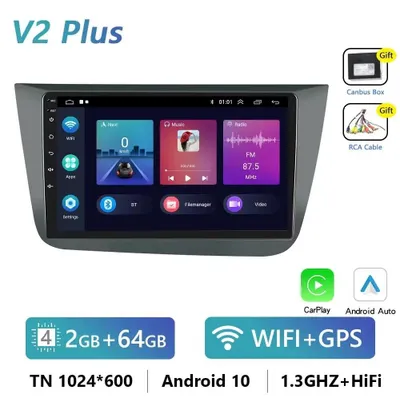 Immagine prodotto di Autoradio Android per Seat Altea 2004–2015, Toledo 2004–2009 - 2-DIN - Touchscreen da 23 cm - CarPlay - Android 13 - 2+64 GB - Navigazione GPS