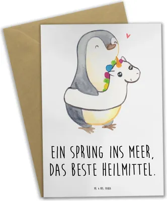 Produktbild von Mr. & Mrs. Panda Beileidskarte Sommermeerheilkraft - Weiß - Geschenk, dankeskarten, weihnachtskarten, Strandurlaub, Frühling, osterkarte, Kamin, Herbst, Sommer am Strand