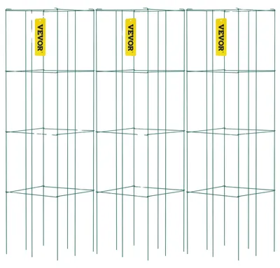 Zdjęcie produktu dla Klatki na pomidory VEVOR, 14,6 x 14,6 x 39,4 cala, 3 opakowania klatek na pomidory do ogrodu, kwadratowe klatki podtrzymujące rośliny, solidne, zielone wieże na pomidory wykonane ze stali pokrytej PVC do wspinania się na warzywa, rośliny, kwiaty i owoce