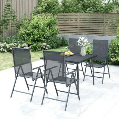 Image de Maison Exclusive - Ensemble de salon de jardin 5 pièces en acier anthracite