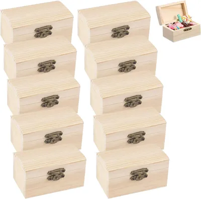 Imagen del producto de Cajas de madera pequeñas, 10 unidades, con tapa, cajas de almacenamiento para niños y para decoración, ideales para proyectos de manualidades