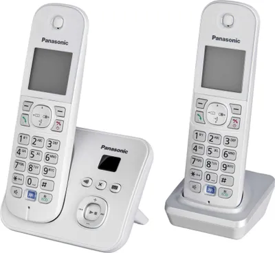 Zdjęcie produktu dla Panasonic KX-TG6822, Telefon w systemie DECT, Głośnik, 120 wejścia, Nazwa i identyfikacja dzwoniącego, Srebrny