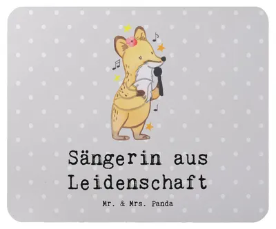 Produktbild von Mr. & Mrs. Panda Mouse Pad Sängerin Leidenschaft - Grau Pastell - Geschenk, pc mauspad, laptop mousepad