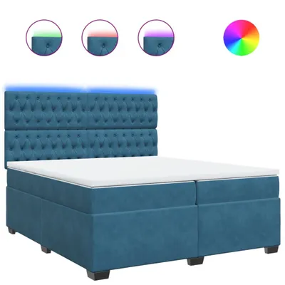 Produktbild von Boxspringbett mit Matratze Blau 200x200 cm Samt