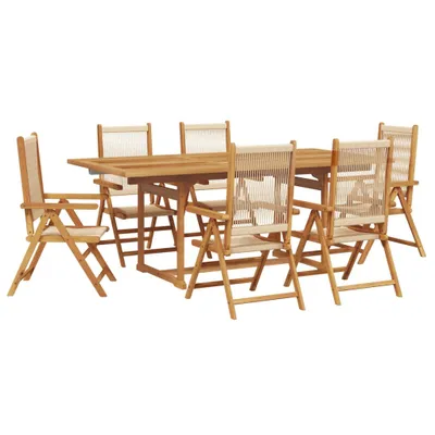 Produktbild von 7-tlg. Garten-Essgruppe Polypropylen und Massivholz Beige