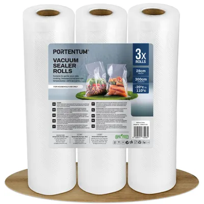 Productafbeelding van Vacuümzakken voedsel - 28 cm x 900 cm - Lfgb - 3 rollen