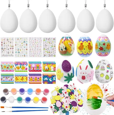 Productafbeelding van Plastic paaseieren - Paaseieren om te beschilderen - Decoratie paaseieren - Verpakkingspapier paaseierverf - Sticker