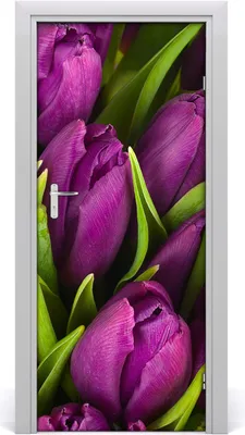 Produktbild von Tulup Türaufkleber 85x205 cm Dekorative Aufkleber Selbstklebend Wasserdichte Tapete Abnehmbar Schlafzimmer Wohnzimmer Wohnkultur - lila Tulpen