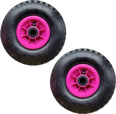 Produktbild von 2x Sackkarrenrad Luftrad 260x85 mm 3.00-4 75 mm zentrierte Nabe Ø 20 mm pink robustes 4 PR Gewebe